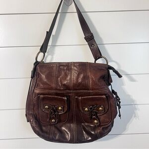 By Bios Brown Leather Satchel Cross Body Bag Made in Italy